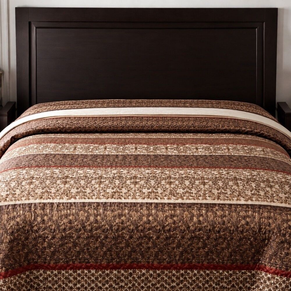 MADISON PARK Princeton Brown Ivory Red Jacquard Comforter Only Oversized King